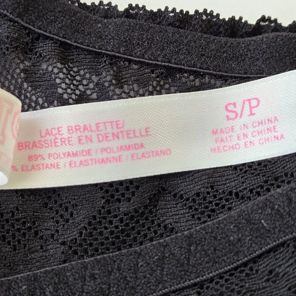Victoria's Secret‎ PInk Rhinestone Embellished Ruched Lace Bralette Bra  Size S